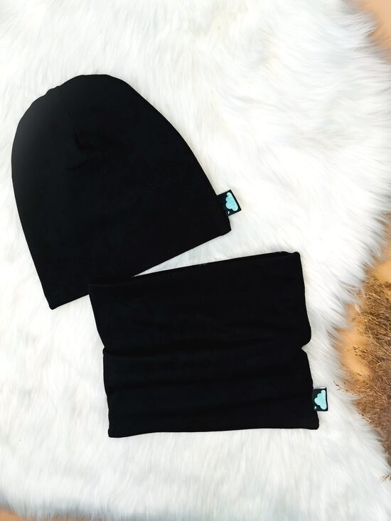 Komplekts Cepure+šalle - Melns, 50-52